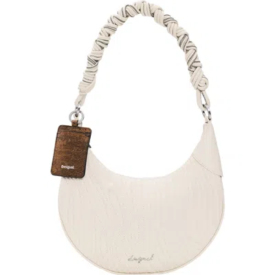 Desigual Wavy Stitch Faux Leather Shoulder Bag In Brown