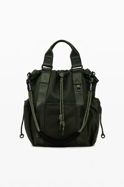 Desigual Waxed Multi-position Backpack In Green