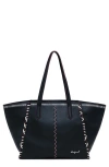 Desigual Whipstitch Faux Leather Tote Bag In Black