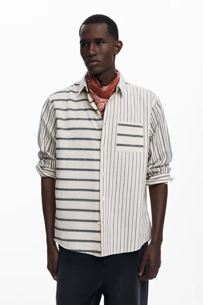 Desigual アシンメトリーストライプシャツ In White
