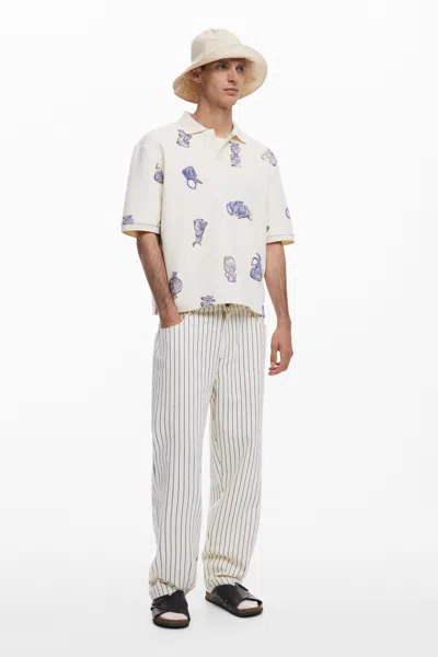 Desigual 縦縞のパンツ In White