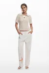 Desigual Mixed Print Jeans In White