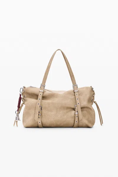 Desigual Large Shopping Bag In White