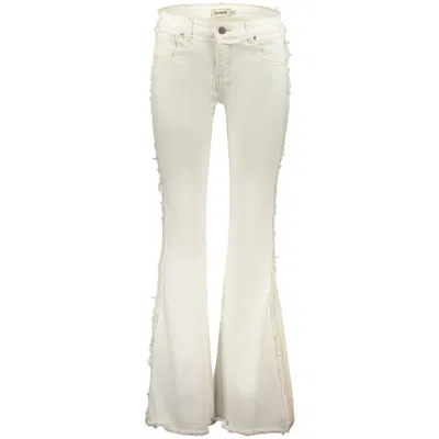 Desigual White Cotton Flared Jeans In Yellow