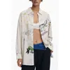 Desigual Long Sleeve Button-up Shirt In White