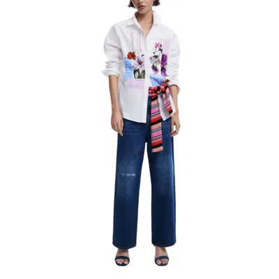 Desigual White Cotton Shirt In Multi