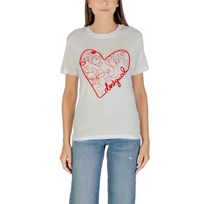 Desigual White Cotton T-shirt In Gray