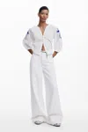 Desigual Wide Leg Basic Jeans In White