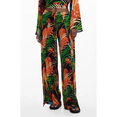 Desigual Wide Leg Cover-up Trousers In Black