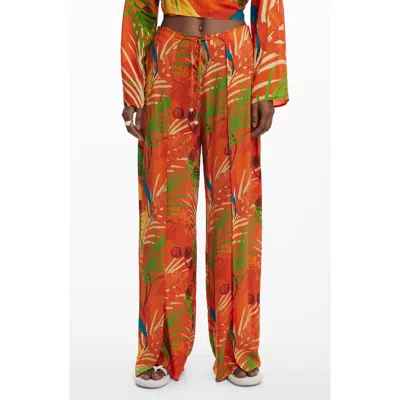Desigual Wide Leg Cover-up Pants In Orange