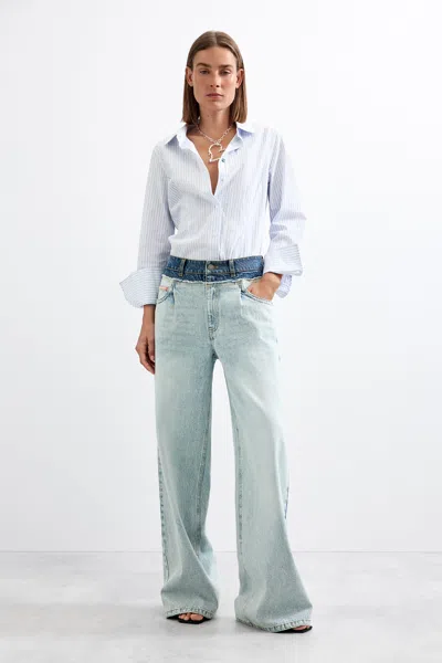 Desigual Wide Leg Jeans In Blue