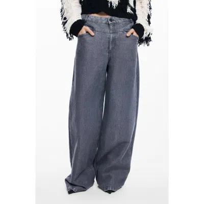 Desigual Wide Leg Jeans In Gray