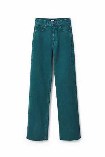 Desigual Wide Leg Jeans In Green