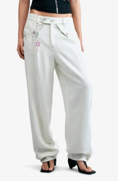 Desigual Wide Leg Pants In White