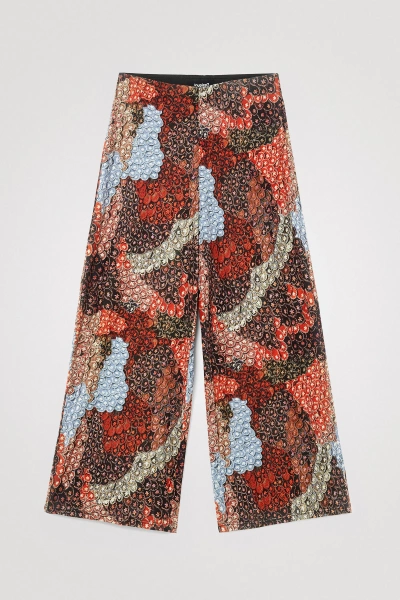 Desigual Wide Print Trousers In Red