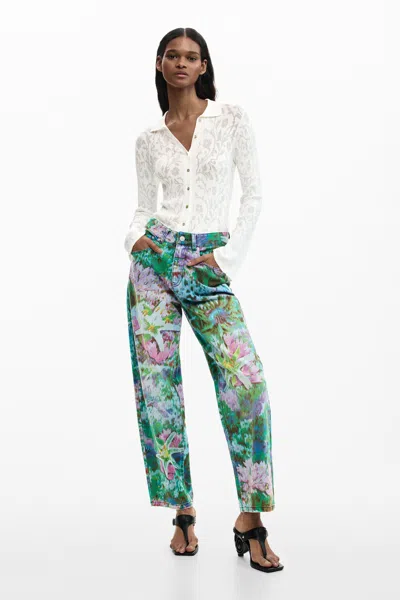 Desigual Wild Garden Trousers In Multi