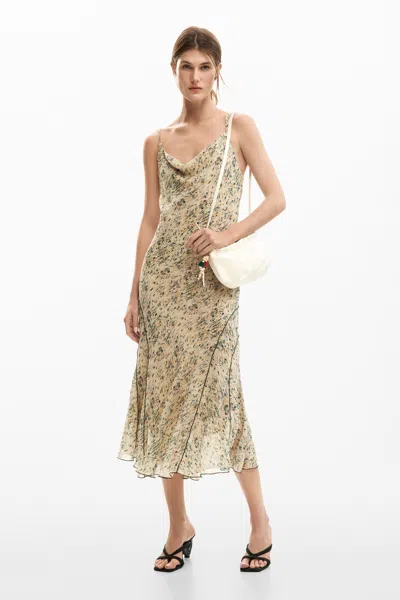 Desigual Beige Polyester Casual Dress In Yellow
