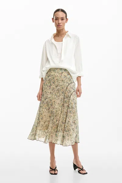Desigual Wild Midi Skirt In White
