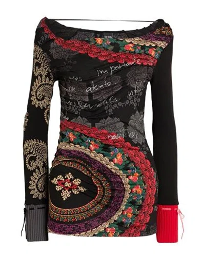 Desigual Woman Top Black Size Xs Cotton, Viscose
