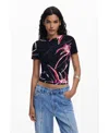 Desigual Floral Rib T-shirt In Multi