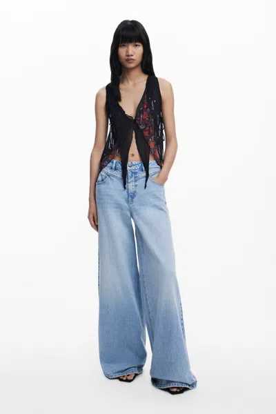 DESIGUAL WOMEN'S ASYMMETRIC CHIFFON BLOUSE