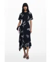 Desigual Short Sleeve Asymmetric Hem Maxi Dress In Black