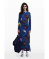 Desigual Asymmetric Midi Dress In Blue