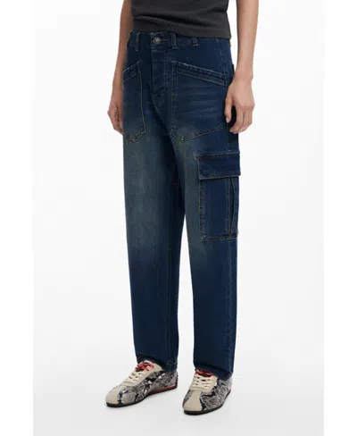 Desigual Women's Baggy Jeans With Pockets In Blue