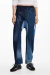 Desigual Women's Baggy Patch Jeans In Blue