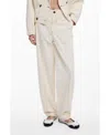 Desigual Topstitch Detail Stretch Cotton Pants In White