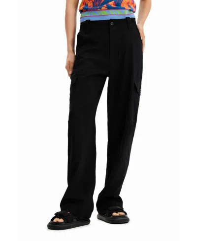 Desigual Women's Basic Cargo Trousers In Black