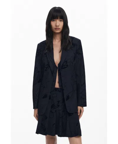 DESIGUAL WOMEN'S BLAZER WITH VELVET DETAILS