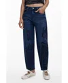 Desigual Graphic Barrel Leg Ankle Jeans In Blue