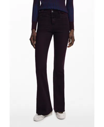 DESIGUAL WOMEN'S BURGUNDY FLARE JEANS