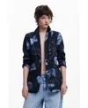 Desigual Collage Print Blazer In Dark Blue