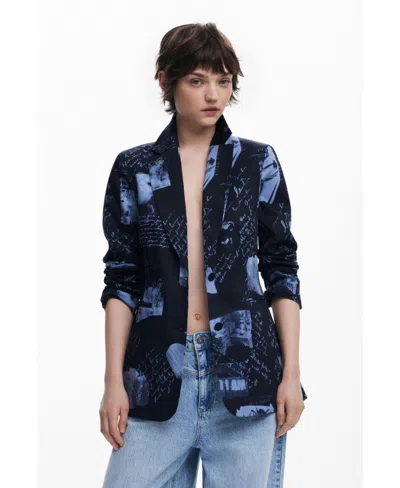 DESIGUAL WOMEN'S COLLAGE PRINT BLAZER