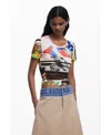 Desigual Abstract Print Cotton Blend T-shirt In Multi