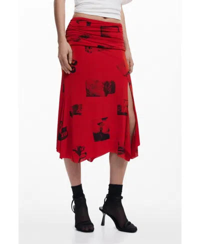 DESIGUAL WOMEN'S COLLAGE SKIRT WITH TURNED WAIST