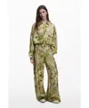 Desigual Abstract Floral Bomber Jacket In Light Green