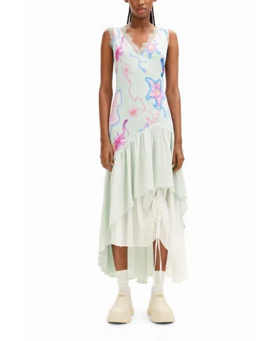 Desigual Women's Collina Strada Long Multilayered Strappy Dress In Blue