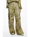 Desigual Abstract Floral Cargo Pants In Light Green