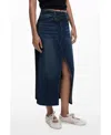 Desigual Mixed Media Denim Midi Skirt In Blue