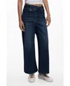 Desigual Crossover Waist Wide Leg Jeans In Blue