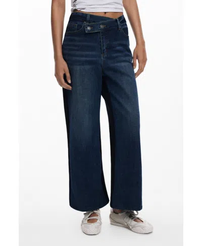 Desigual Women's Combined Flare Jeans In Blue