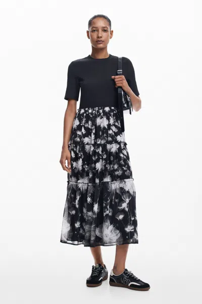 Desigual Women's Combined Midi Dress In Black