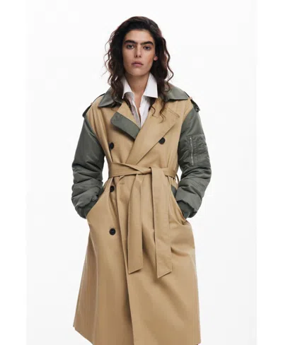 Desigual Women's Combined Parka In Beige