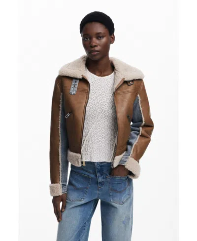 DESIGUAL WOMEN'S COMBINED SHEARLING JACKET