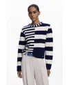 Desigual Mixed Stripe Sweater In Blue