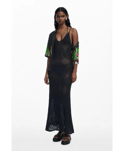 Desigual Women's Crochet Strap Dress In Black