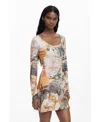 Desigual Polyester Women's Dress In Neutral